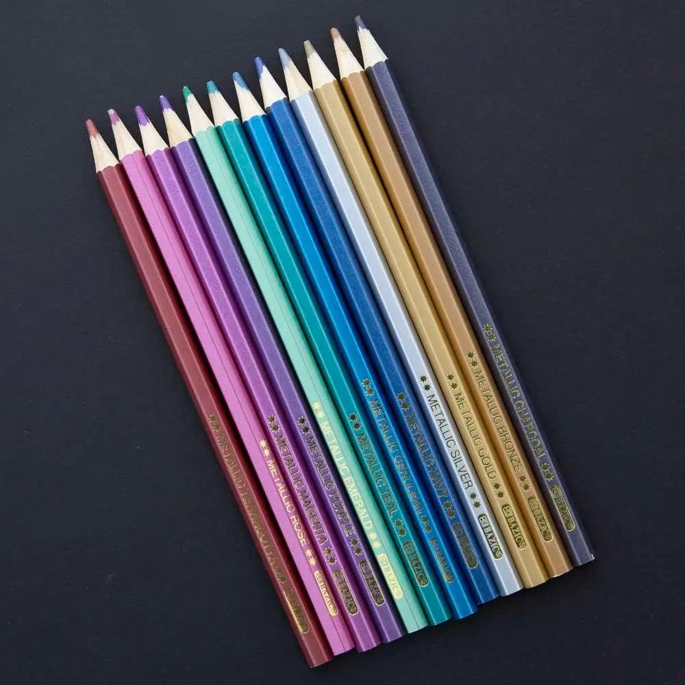 12 Metallic Colored Pencils
