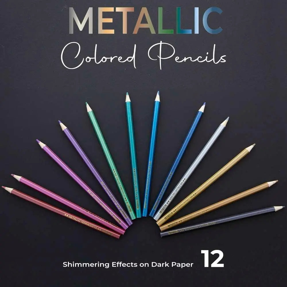 12 Metallic Colored Pencils