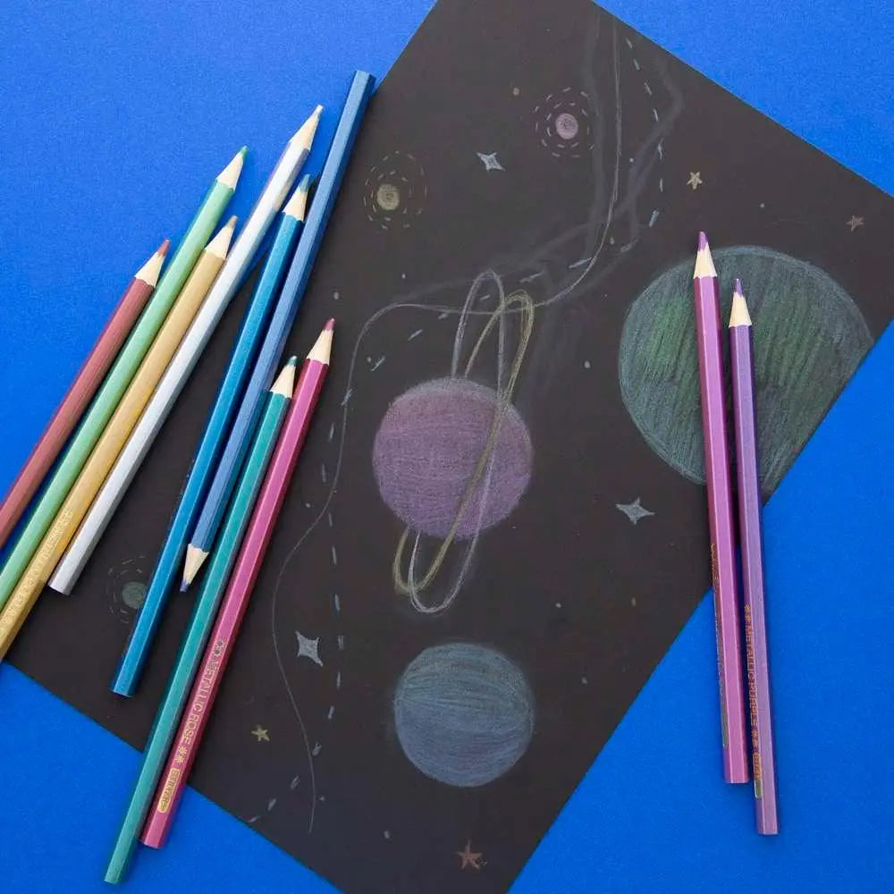 12 Metallic Colored Pencils