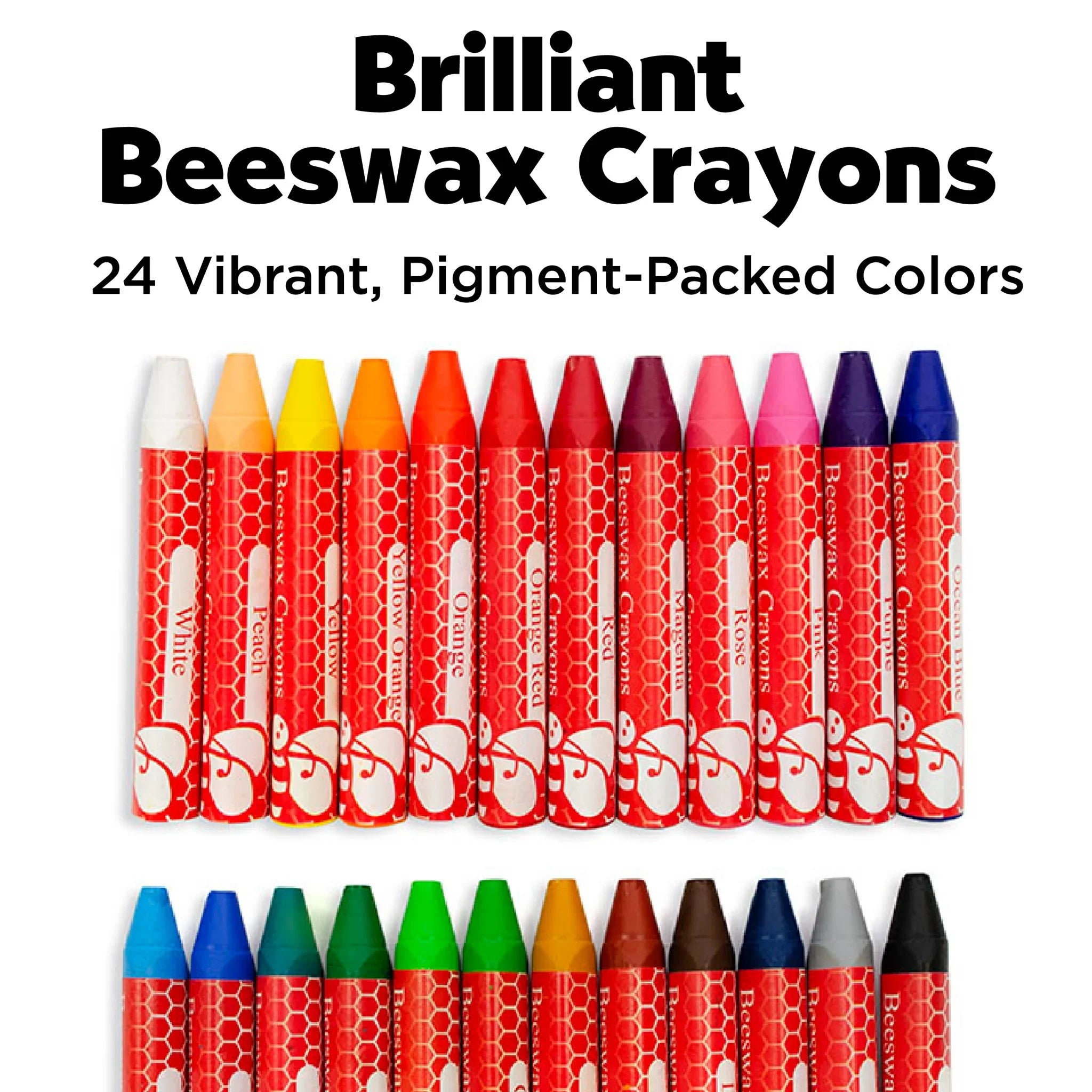 24 Brilliant Beeswax Crayons in Storage Case